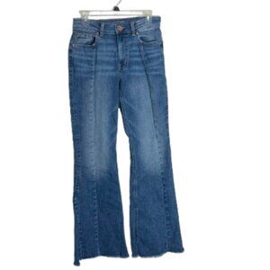 Edgely Bell Bottom Wide Leg Jeans Raw Hem High Rise Flare Size 8 Long